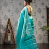 Kanchivaram Pure Brocade Silk Saree - Blue Copper Sulphate with Silver zari - Image 2