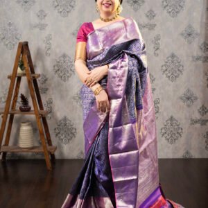 Kanchivaram Pure Brocade Silk - Blue and Pink