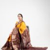 Kanchivaram Silk - chocolate and golden mustard - Image 2