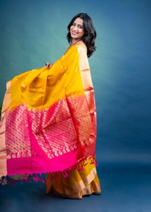 Kanjivaram Pure Soft Silk Mango Yellow Rani Pink2 Scaled E1761818677973 310x436