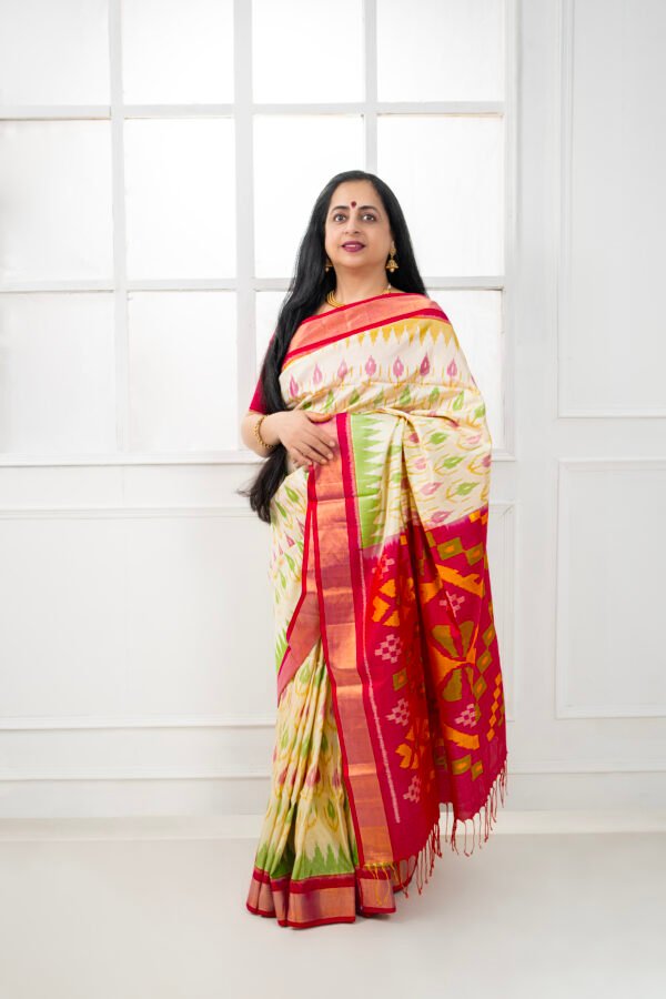 Pochampalli - Magenta and Cream