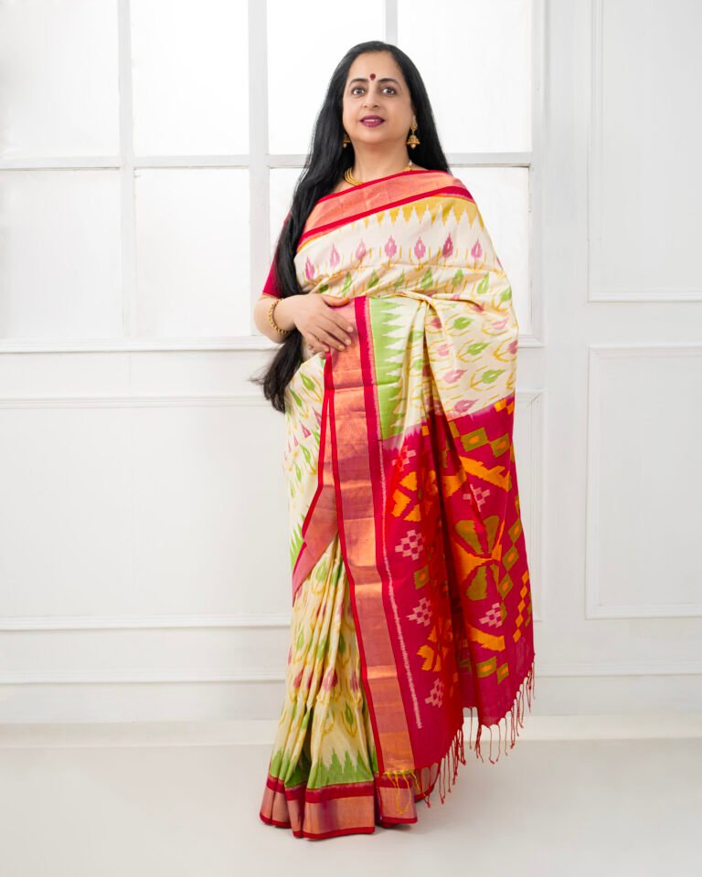 Pochampalli - Magenta and Cream