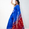 Malwari Katiya Dupian Tussar Silk- Red and Royal Blue - Image 2