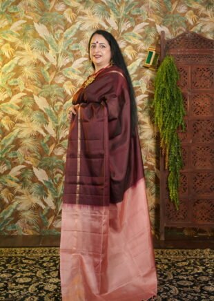 dual tone kanjivaram soft silk saree