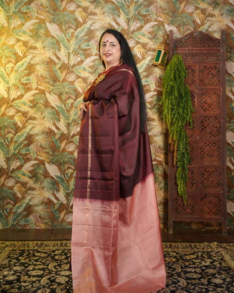dual tone kanjivaram soft silk saree