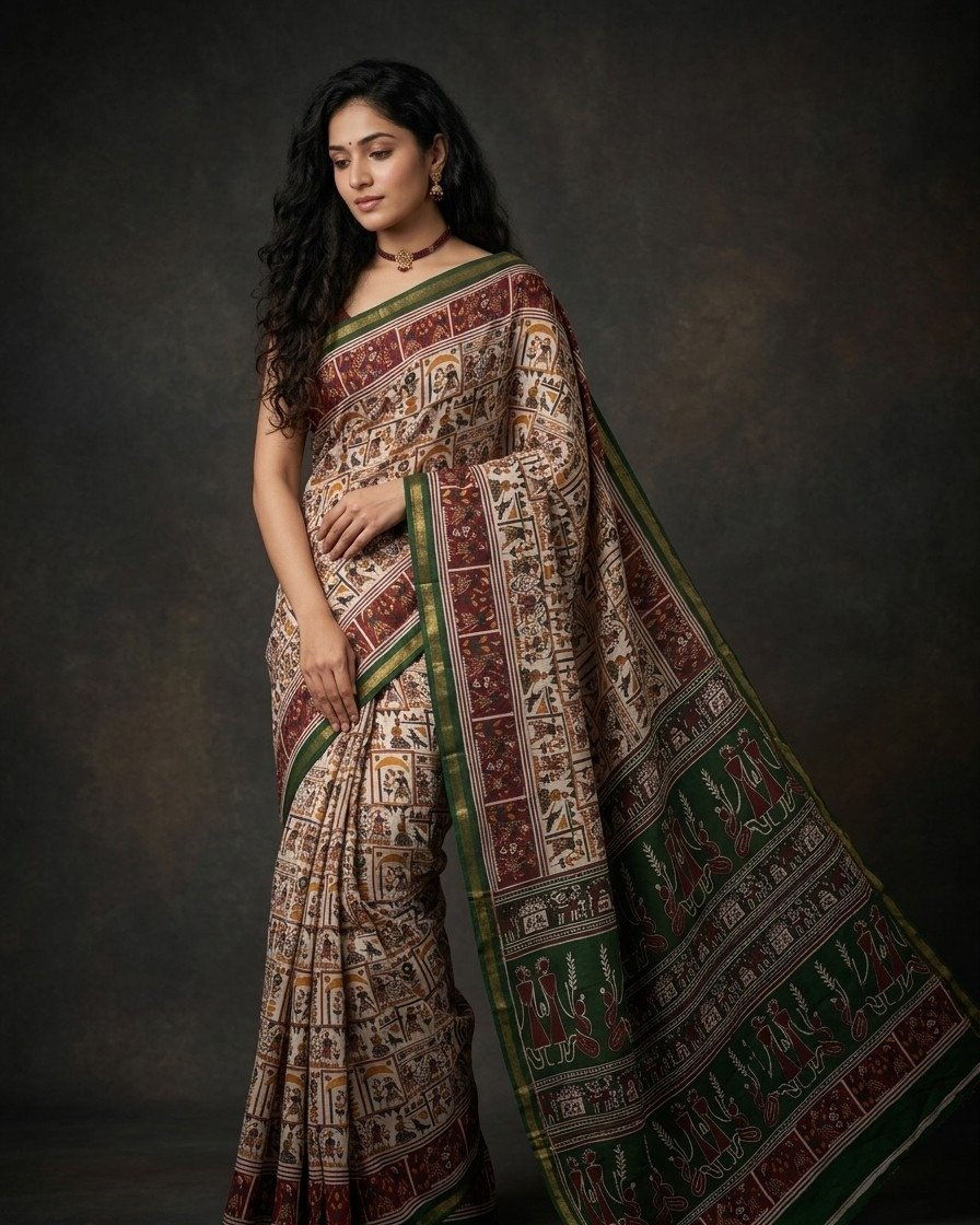 tribal heritage printed cotton saree