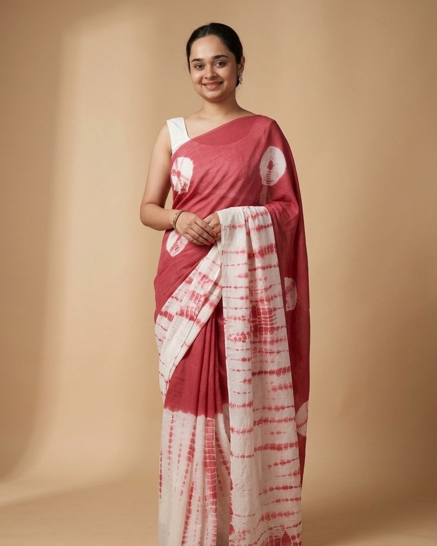 rose blush mulmul cotton saree