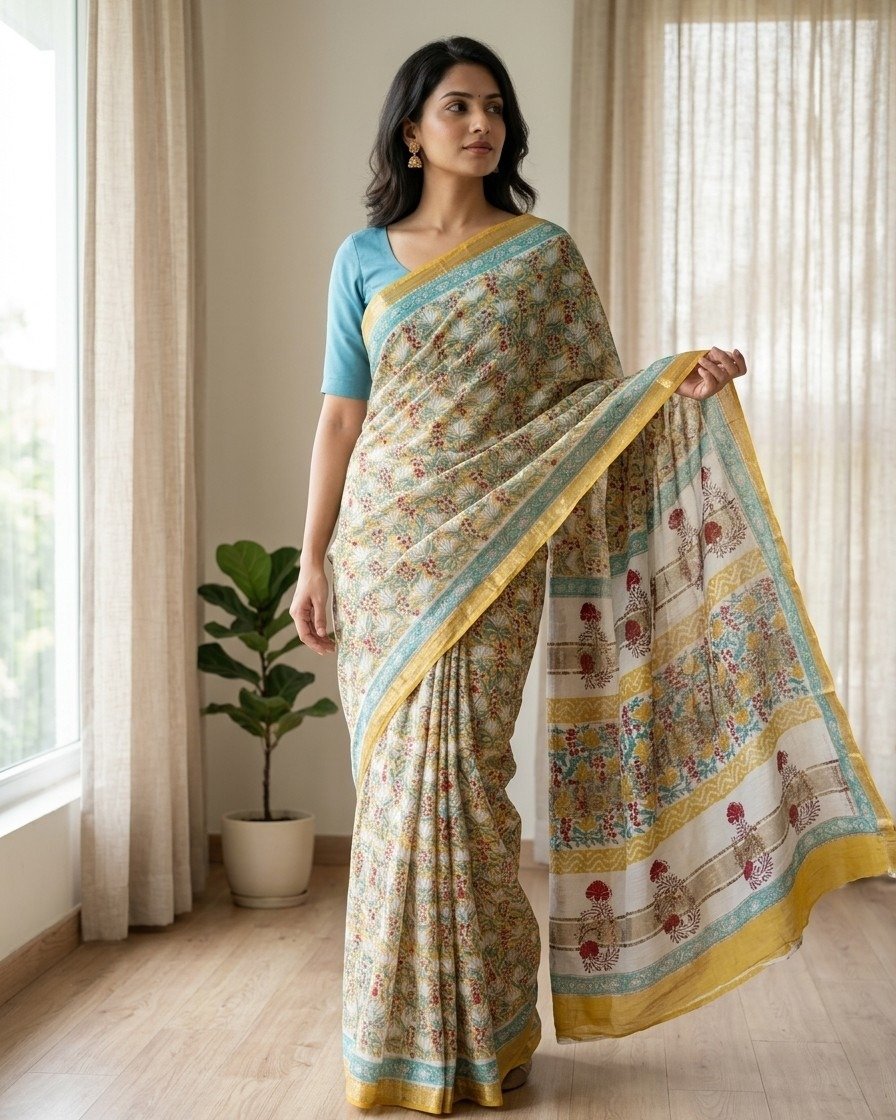 pastel garden maheshwari cotton saree