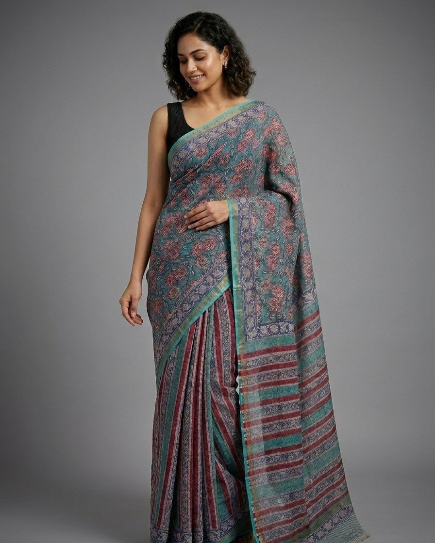 teal heritage kota doriya saree