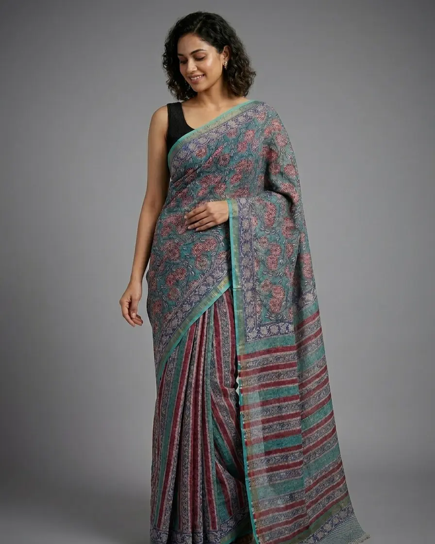 teal heritage kota doriya saree