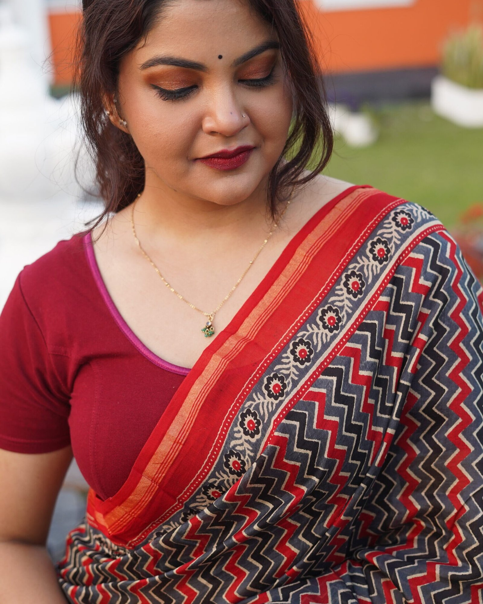 midnight chevron hand block cotton saree midnight chevron hand block cotton saree