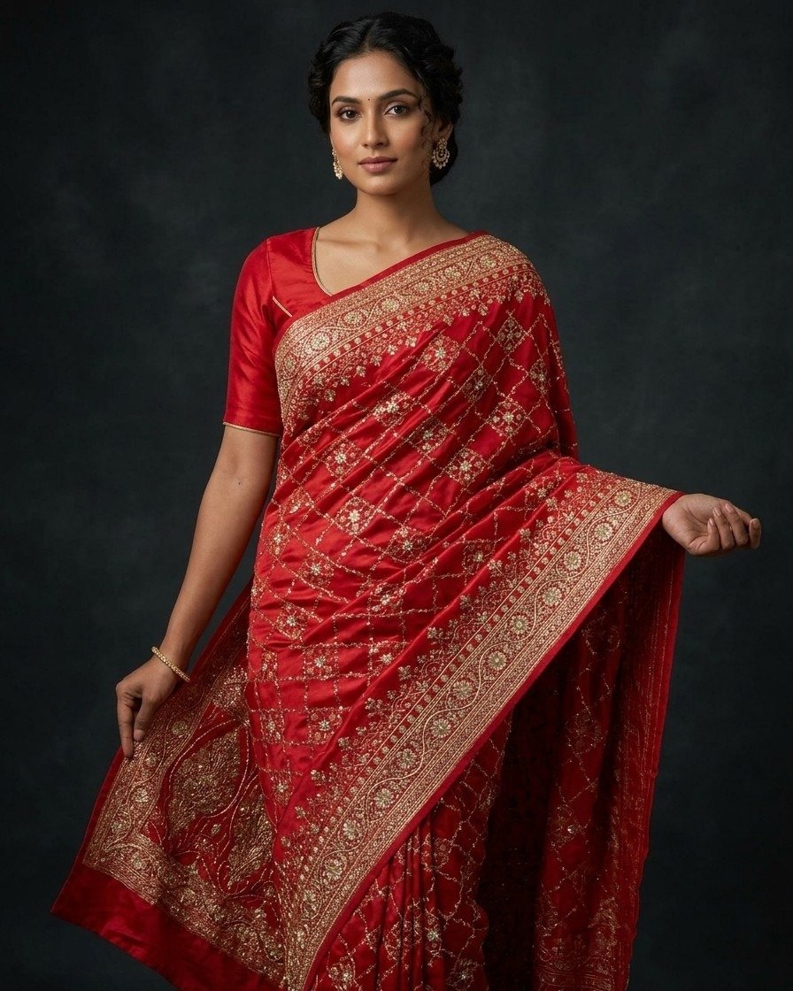 royal crimson katan banarasi zardozi saree royal crimson katan banarasi zardozi saree