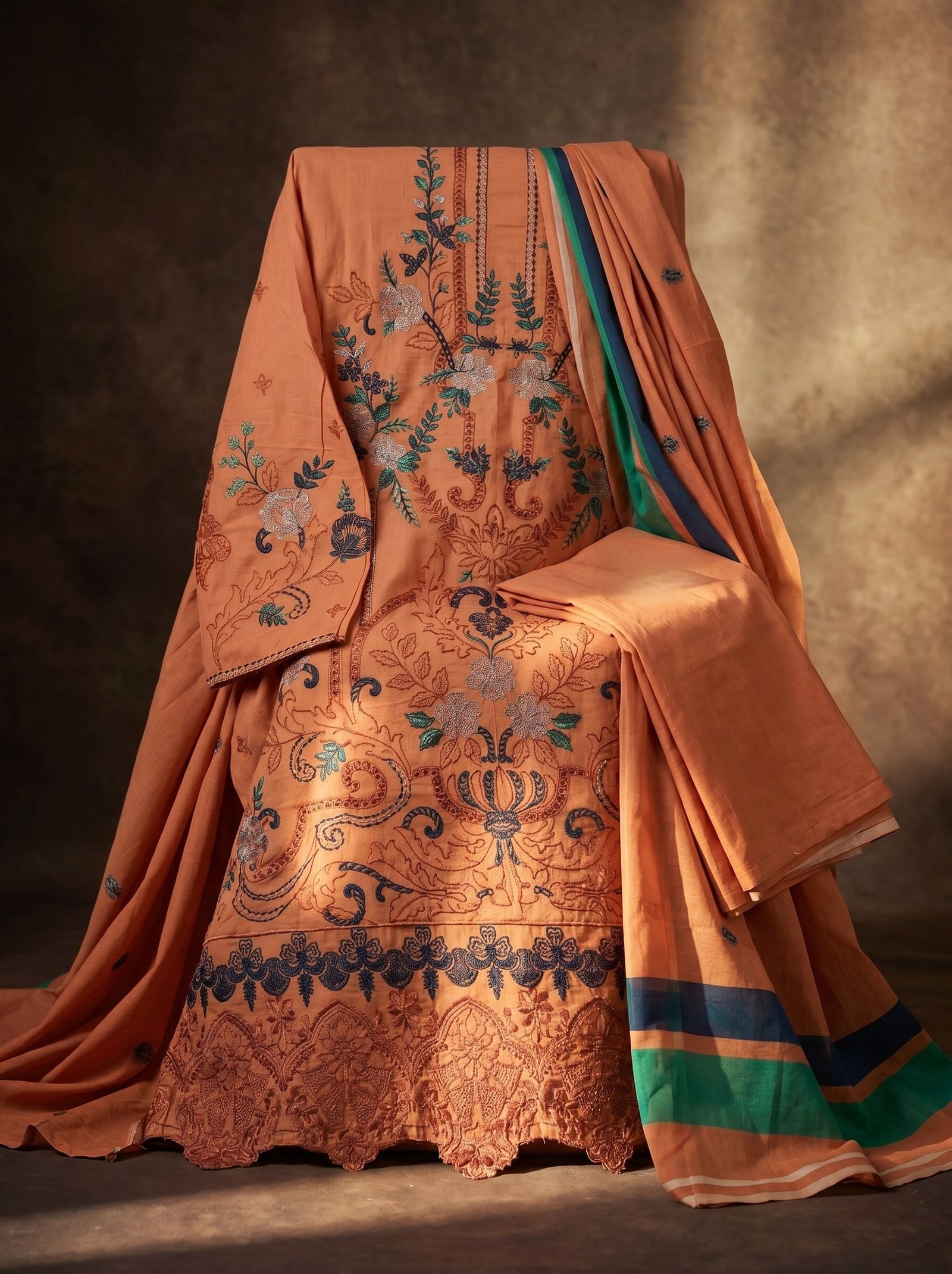 amber azure embroidered lawn suit set