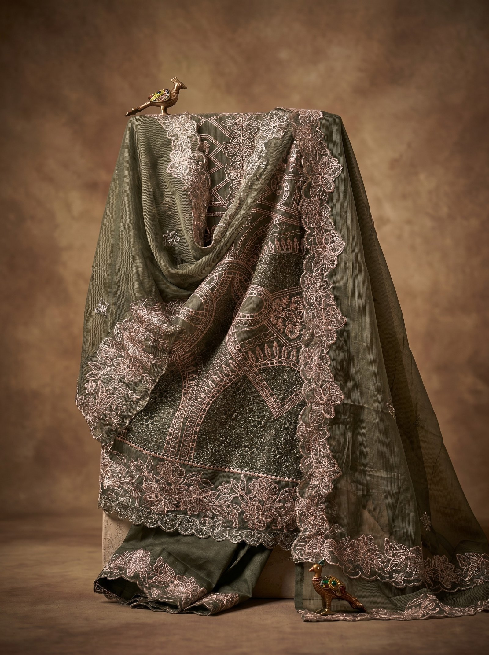 silver mist heritage embroidered suit set