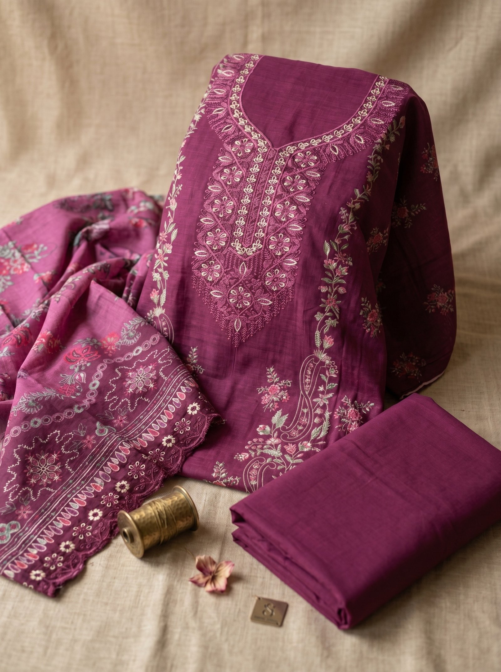 royal plum heritage embroidered suit set