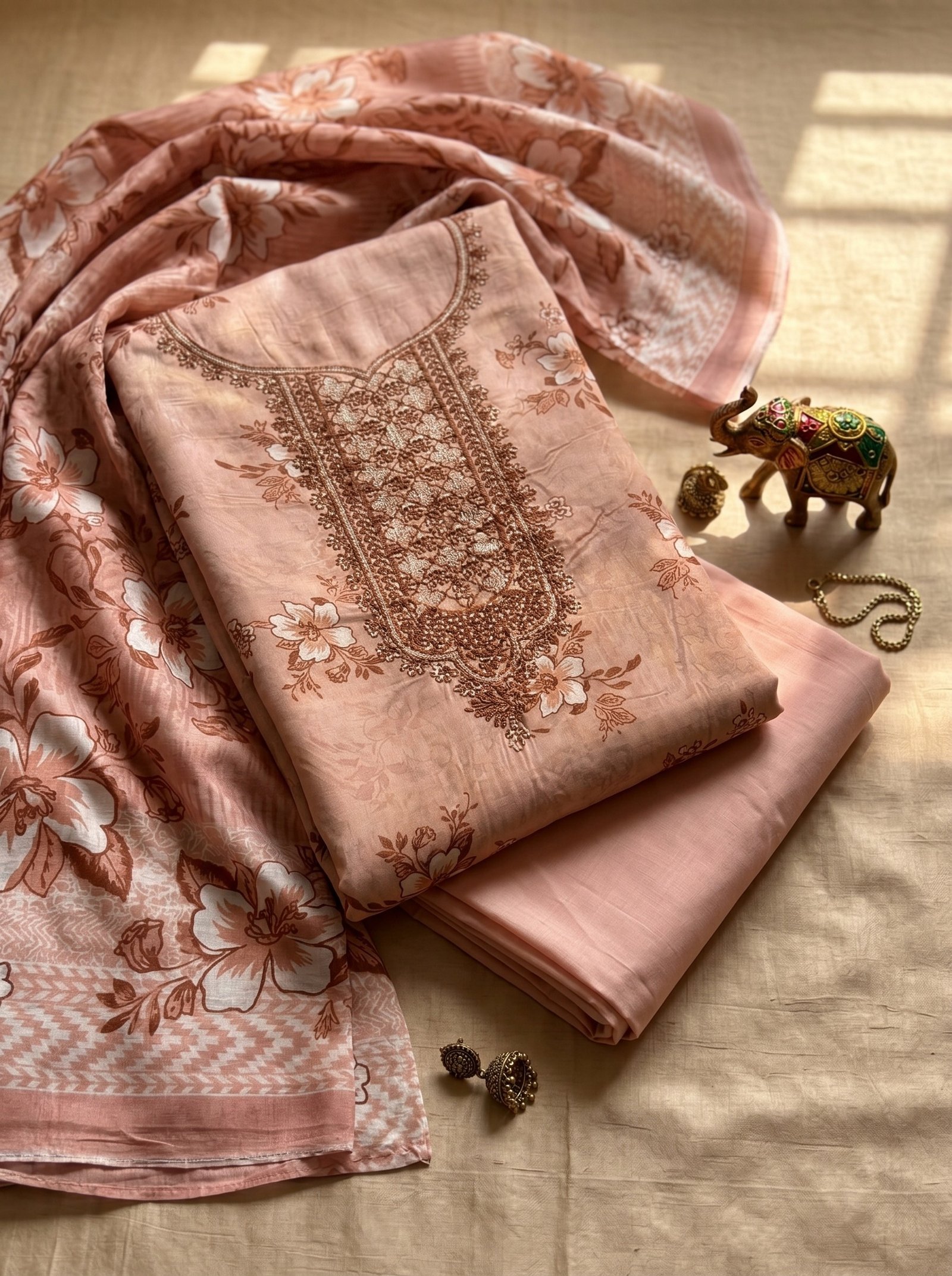 blush bloom embroidered suit set
