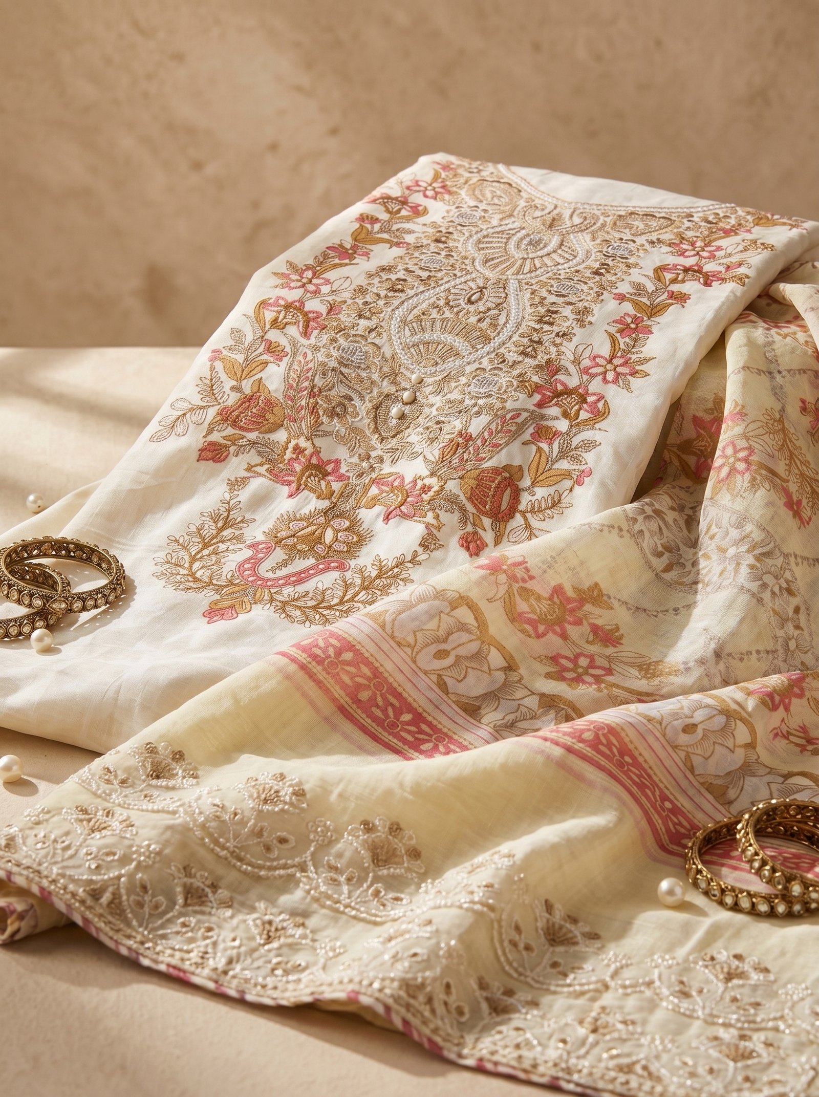 ivory petal luxe embroidered suit set
