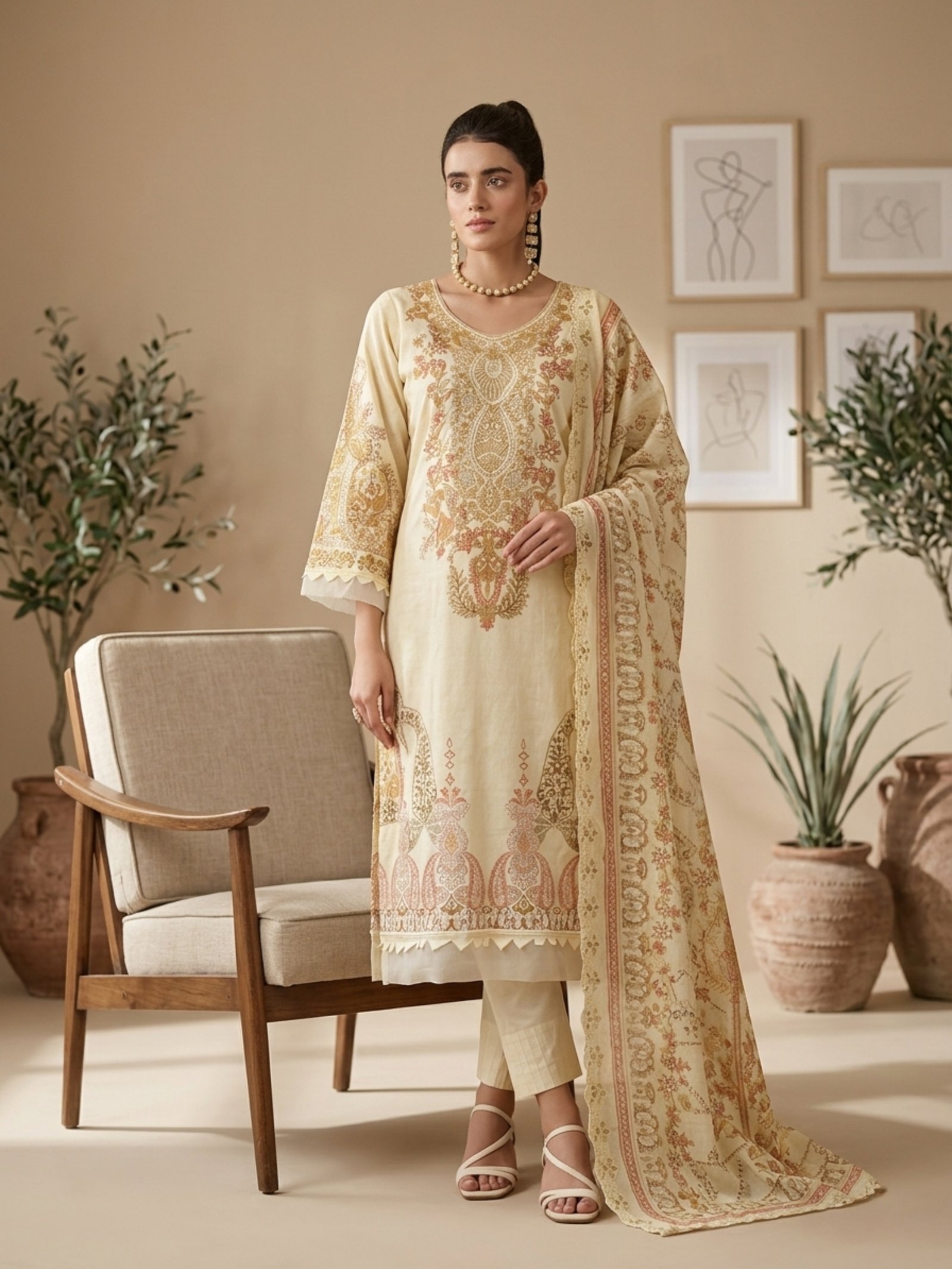 ivory petal luxe embroidered suit set