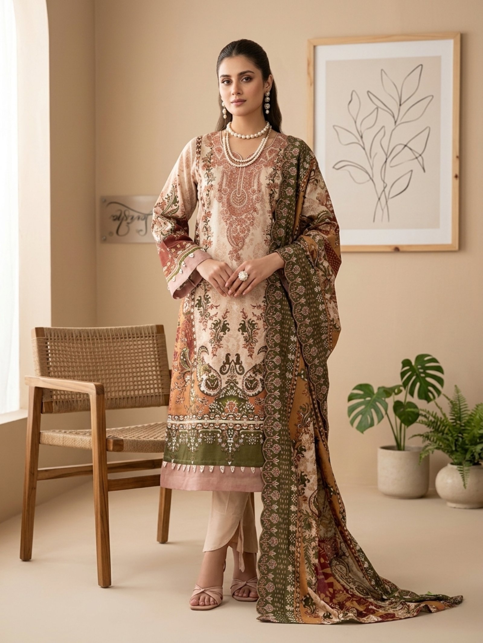 desert rose heritage printed suit set